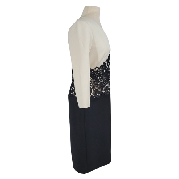 Tadashi Shoji White & Black Lace Trumpet Dress - Picture 3 of 8
